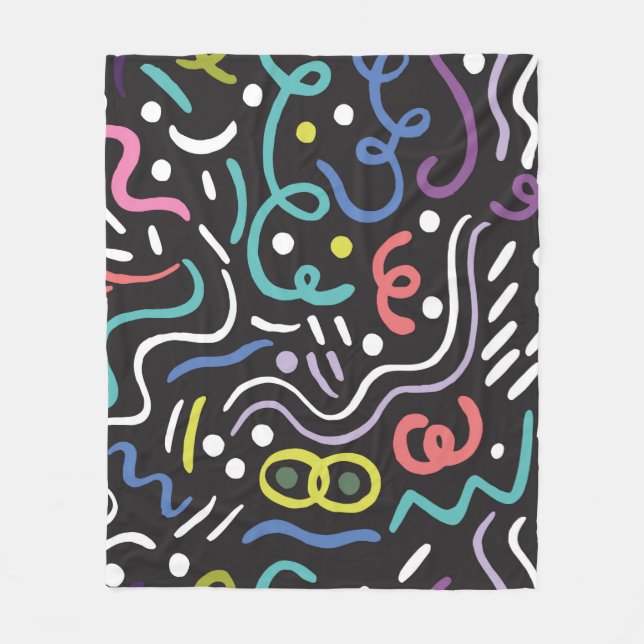 Hand drawn brush. Abstract pattern, zigzags, lines Fleece Blanket (Front)