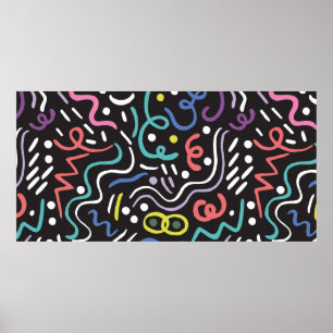 Hand drawn brush. Abstract pattern, zigzags, lines Poster