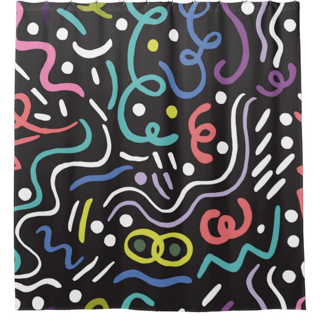 Hand drawn brush. Abstract pattern, zigzags, lines Shower Curtain (Front)