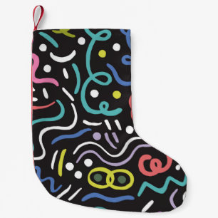 Hand drawn brush. Abstract pattern, zigzags, lines Small Christmas Stocking