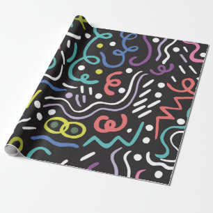 Hand drawn brush. Abstract pattern, zigzags, lines Wrapping Paper