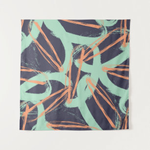 Hand drawn brush hipster pattern in. Stylish geome Tapestry