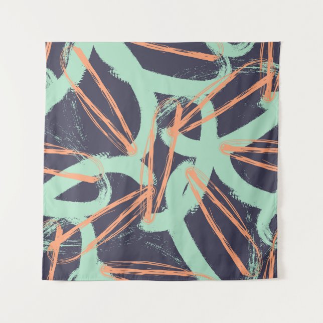Hand drawn brush hipster pattern in. Stylish geome Tapestry (Front)