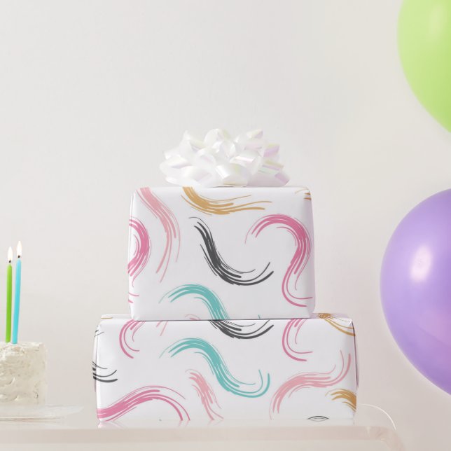 Hand Drawn Brush Line Pattern Wrapping Paper (Party Gifts)