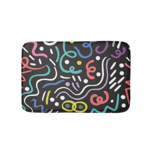 Hand-drawn brush pattern, zigzag lines. bath mat