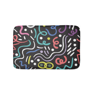Hand-drawn brush pattern, zigzag lines. bath mat
