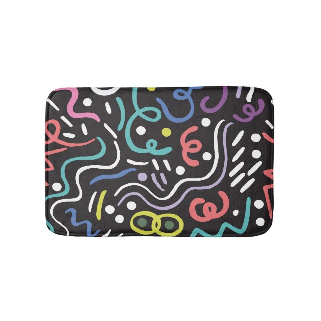 Hand-drawn brush pattern, zigzag lines. bath mat (Front)