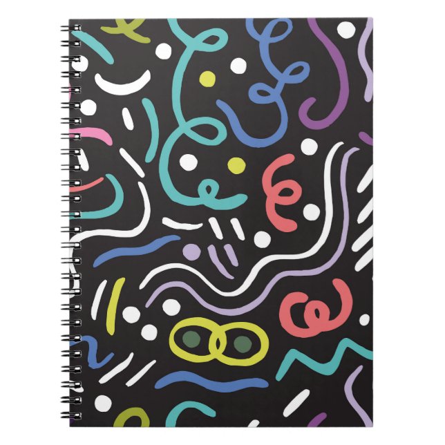 Hand-drawn brush pattern, zigzag lines. notebook (Front)