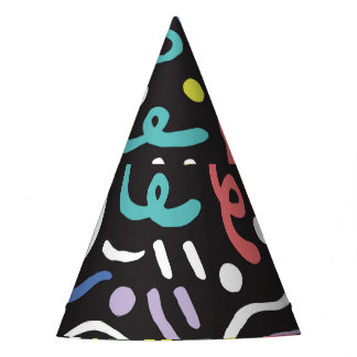 Hand-drawn brush pattern, zigzag lines. party hat
