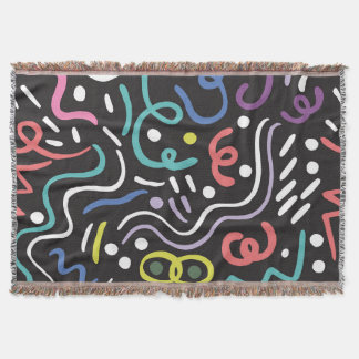 Hand-drawn brush pattern, zigzag lines. throw blanket