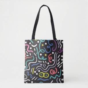 Hand-drawn brush pattern, zigzag lines. tote bag