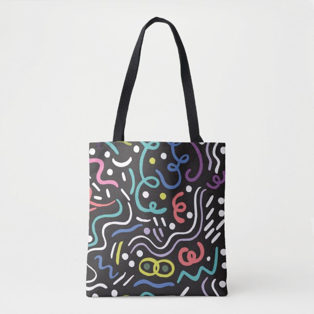 Hand-drawn brush pattern, zigzag lines. tote bag (Front)