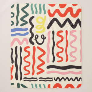 Hand drawn brush pattern, zigzags, lines and curve sherpa blanket