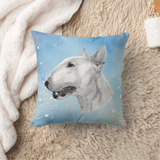 Hand Drawn Bull Terrier Artwork Cushion