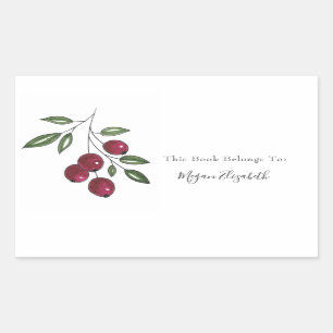 Hand Drawn Burgundy Red Berries Rectangular Sticker