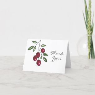 Hand Drawn Burgundy Red Berries Thank You Card
