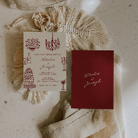 Hand Drawn Burgundy Romantic Whimsical Wedding
