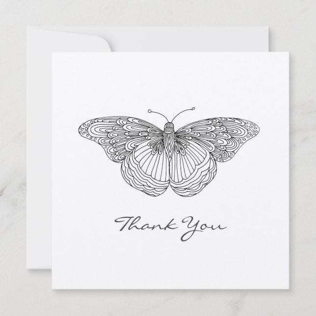 Hand Drawn Butterfly Thank You Card (Front)