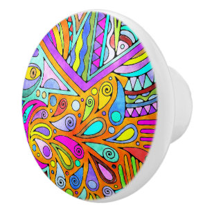 Hand Drawn By EDDArt - Blah Blah Blah 1 Ceramic Knob