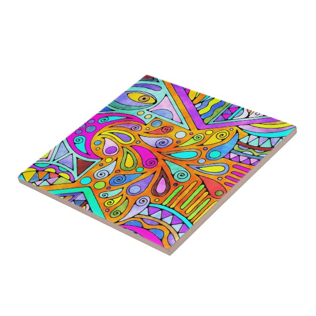 Hand Drawn By EDDArt - Blah Blah Blah 1 Ceramic Tile (Side)