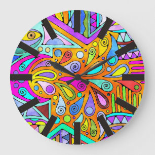 Hand Drawn By EDDArt - Blah Blah Blah 1 Large Clock