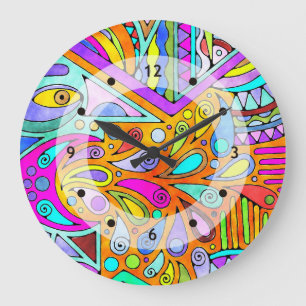 Hand Drawn By EDDArt - Blah Blah Blah 1 Large Clock