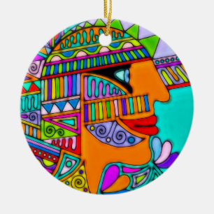 Hand Drawn By EDDArt - Pharaoh 1 Ceramic Ornament