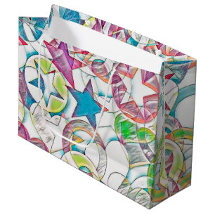 Hand Drawn By EDDArt - Stars And Hearts 1 Large Gift Bag