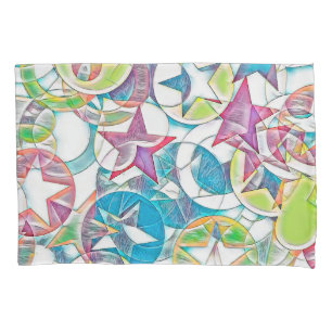Hand Drawn By EDDArt - Stars And Hearts 1 Pillowcase