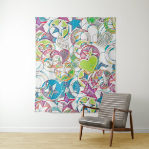 Hand Drawn By EDDArt - Stars And Hearts 1 Tapestry