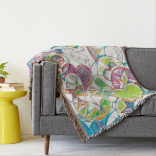 Hand Drawn By EDDArt - Stars And Hearts 1 Throw Blanket