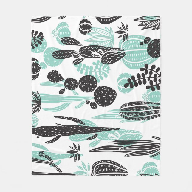 Hand Drawn Cacti: Doodle Seamless Fleece Blanket (Front)