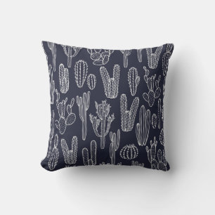Hand-drawn cacti, vintage floral pattern. cushion