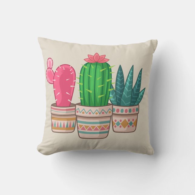hand drawn cactus cushion (Front)