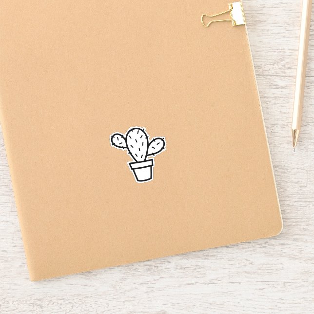 Hand Drawn Cactus Custom-Cut Vinyl Sticker (Notebook)