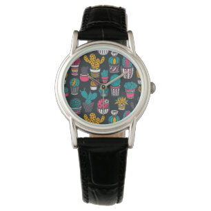 Hand Drawn Cactus in Sketch Style Pattern Watch