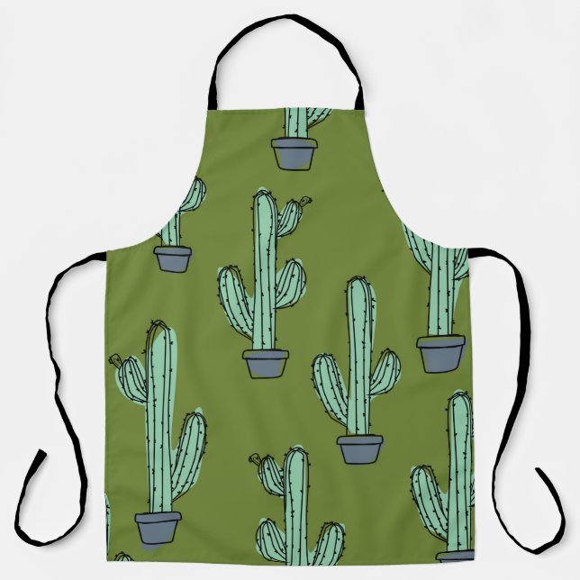 Hand drawn cactus pattern apron (Front)