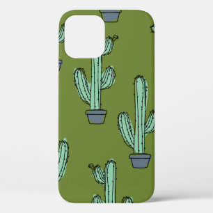 Hand drawn cactus pattern iPhone 12 case