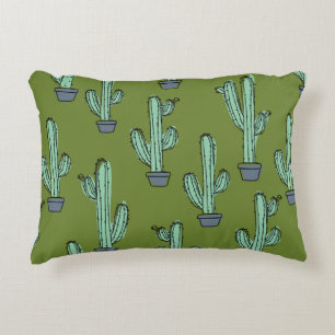 Hand drawn cactus pattern decorative cushion