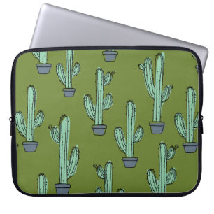 Hand drawn cactus pattern laptop sleeve