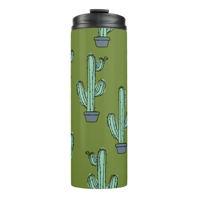 Hand drawn cactus pattern thermal tumbler (Front)