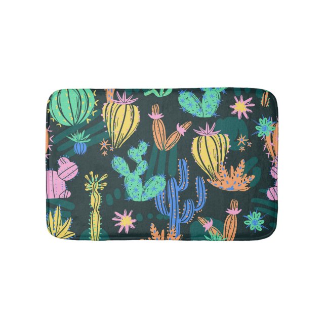 Hand-drawn cactus: Scandinavian seamless. Bath Mat (Front)