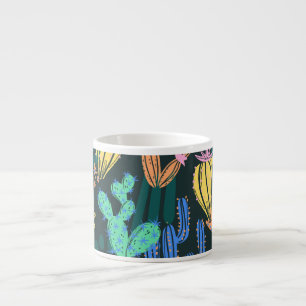 Hand-drawn cactus: Scandinavian seamless. Espresso Cup