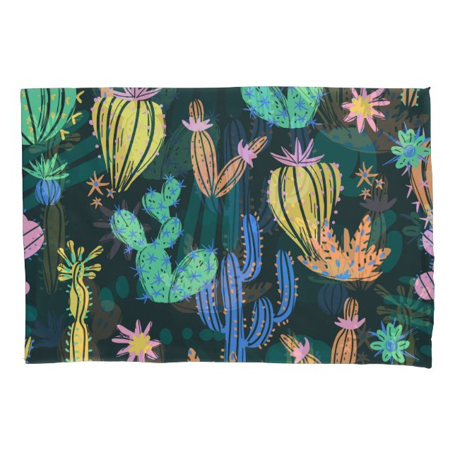Hand-drawn cactus: Scandinavian seamless. Pillowcase (Front)