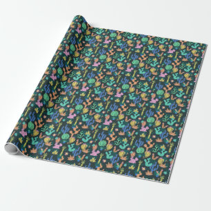 Hand-drawn cactus: Scandinavian seamless. Wrapping Paper