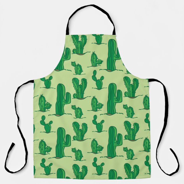 Hand-drawn cactus: seamless pattern. apron (Front)