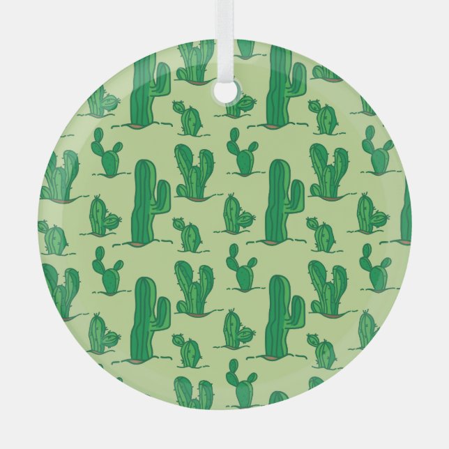 Hand-drawn cactus: seamless pattern. glass tree decoration (Front)