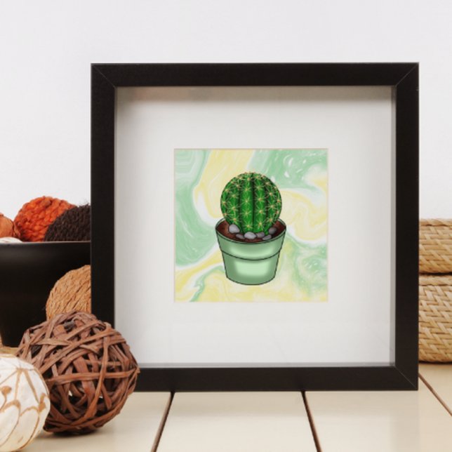 Hand drawn Cactus Succulent with green and yellow  Poster (Creator Uploaded)
