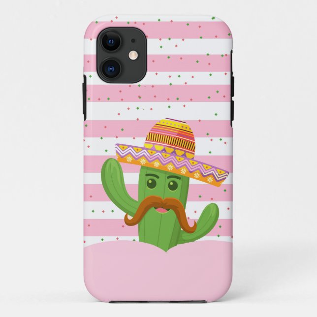 hand drawn cactus with stripes background Case-Mate iPhone case (Back)