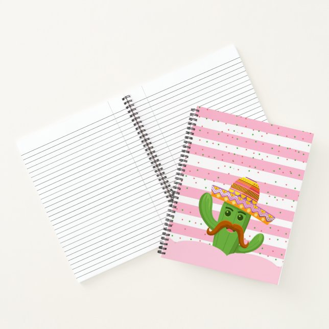 hand drawn cactus with stripes background notebook (Inside)